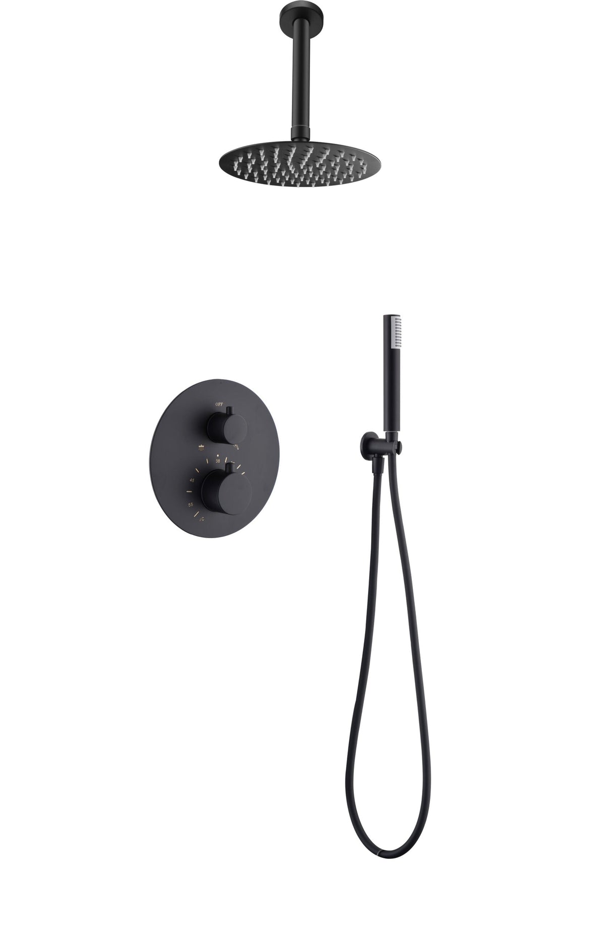 Conjunto de ducha termostático empotrado Tívoli Imex – Negro mate