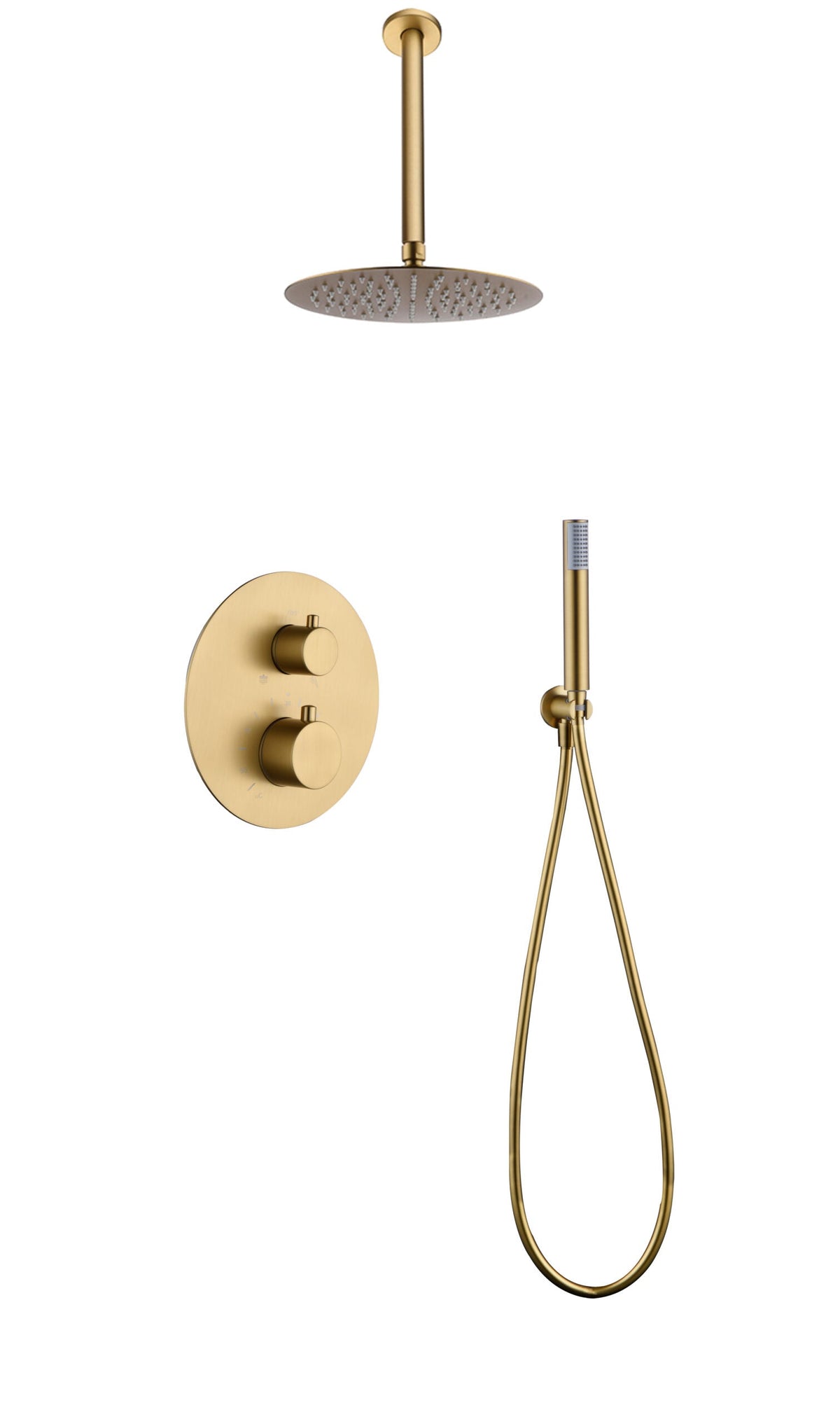 Conjunto de ducha termostático empotrado Tívoli Imex – Oro cepillado