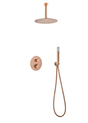 Conjunto de ducha termostático empotrado Tívoli Imex – Oro rosa cepillado