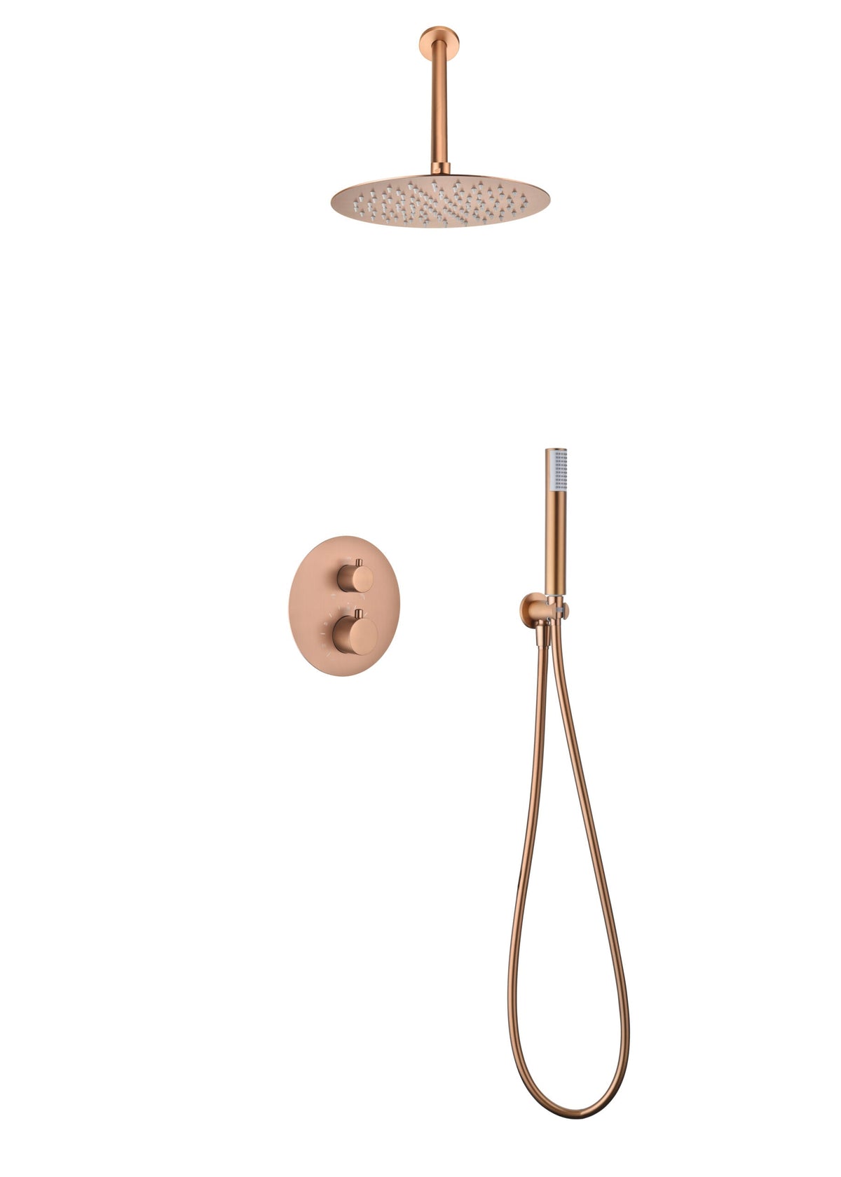 Conjunto de ducha termostático empotrado Tívoli Imex – Oro rosa cepillado