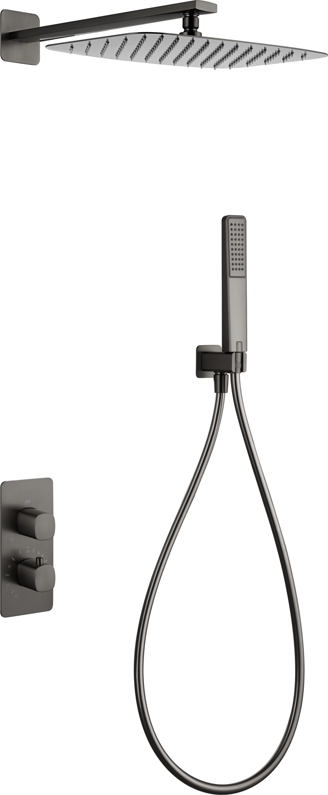 Conjunto de ducha termostático empotrado Toscana Imex – Black gun metal