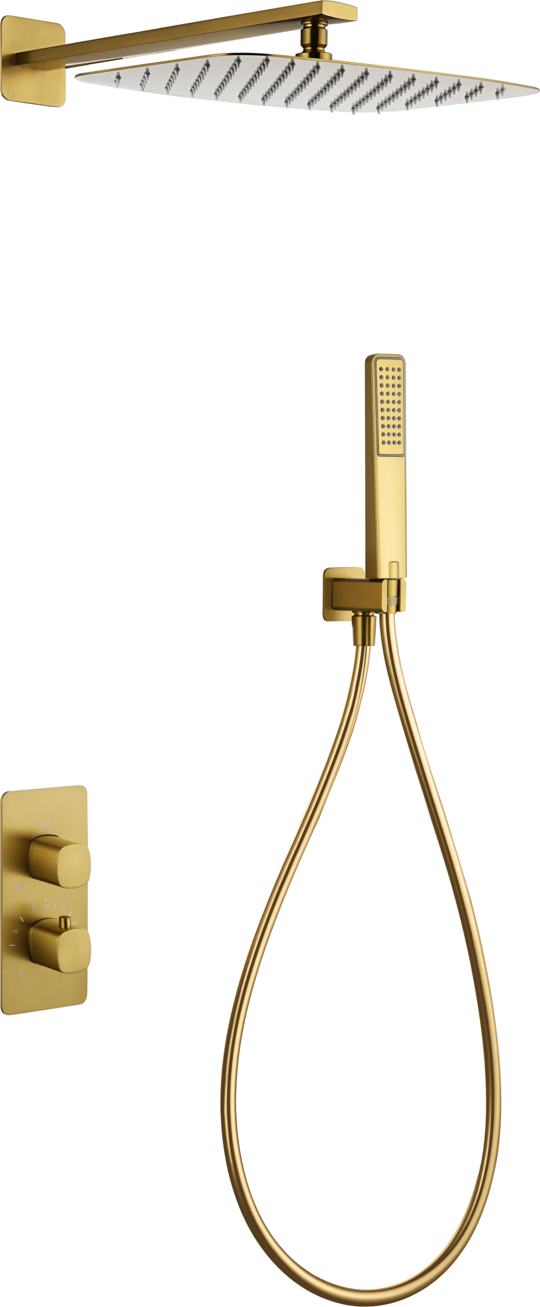 Conjunto de ducha termostático empotrado Toscana Imex – Oro cepillado