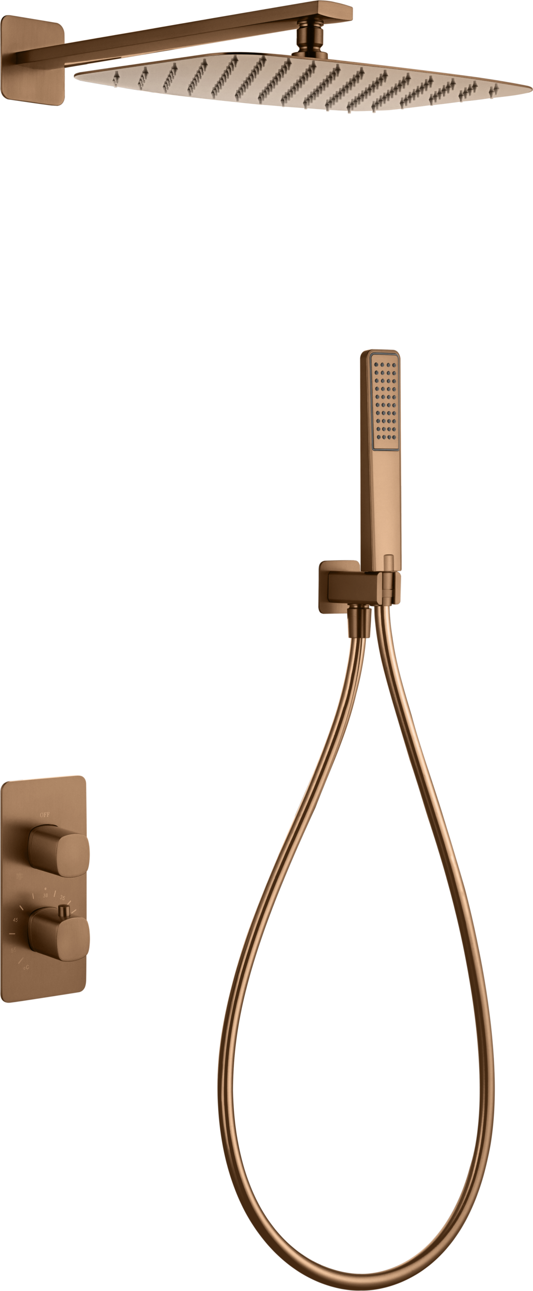 Conjunto de ducha termostático empotrado Toscana Imex – Oro rosa cepillado