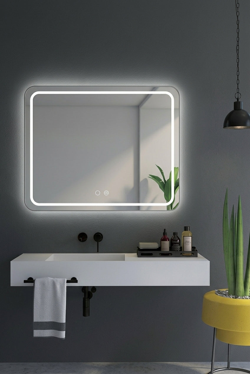Espejo de baño LED rectangular con luz frontal Grecia – imagen 2