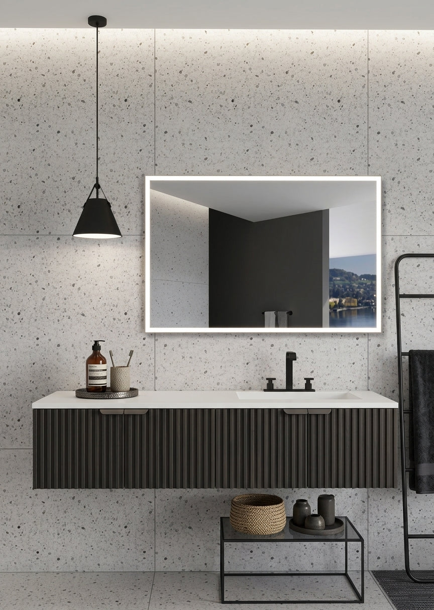 Espejo de baño LED rectangular con luz frontal Suiza – imagen 4
