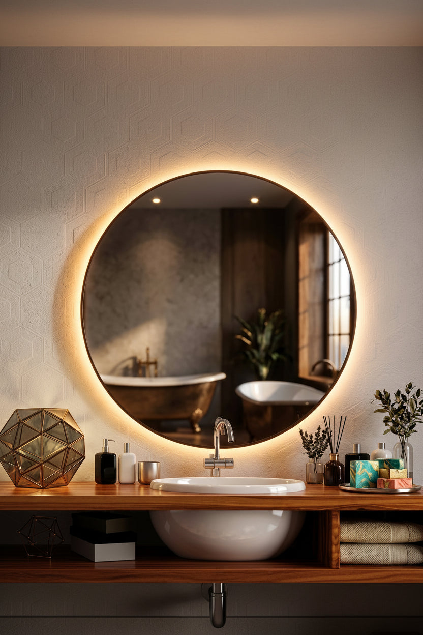 Espejo de baño LED redondo retroiluminado Mamba – imagen 1
