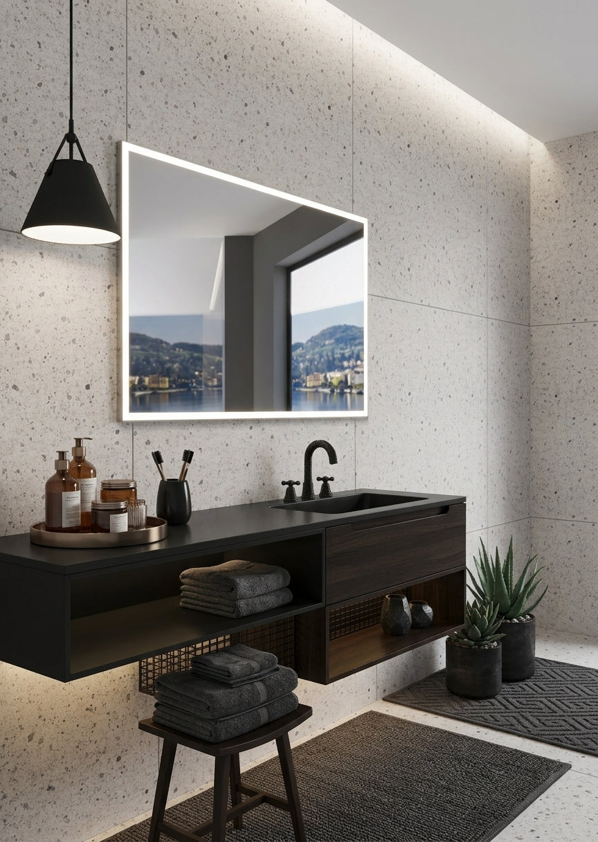 Espejo de baño LED rectangular con luz frontal Suiza – imagen 5