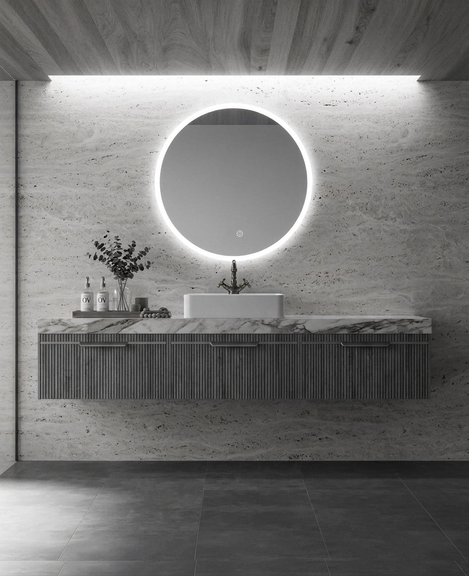 Espejo de baño LED redondo con luz frontal Londres – imagen 5