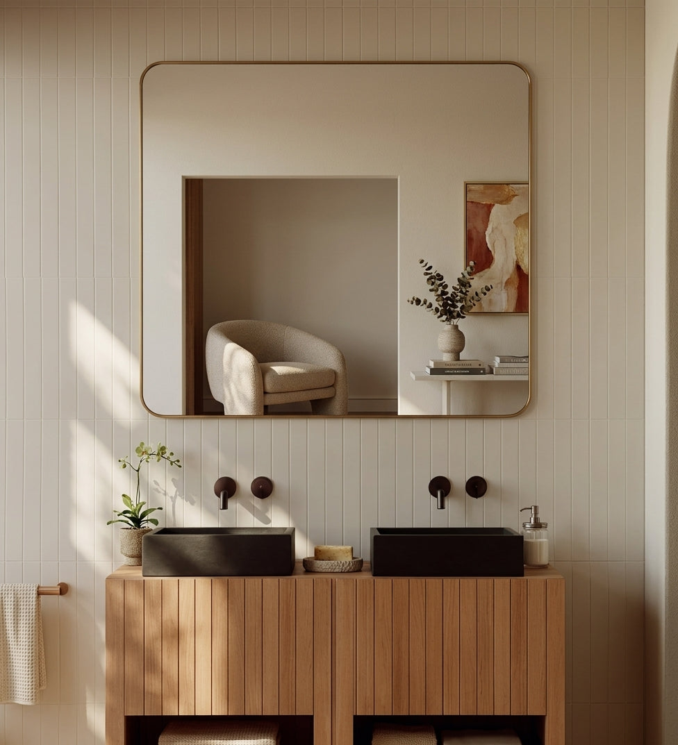 Espejo de baño rectangular sin luz Lisa canto redondo – imagen 1