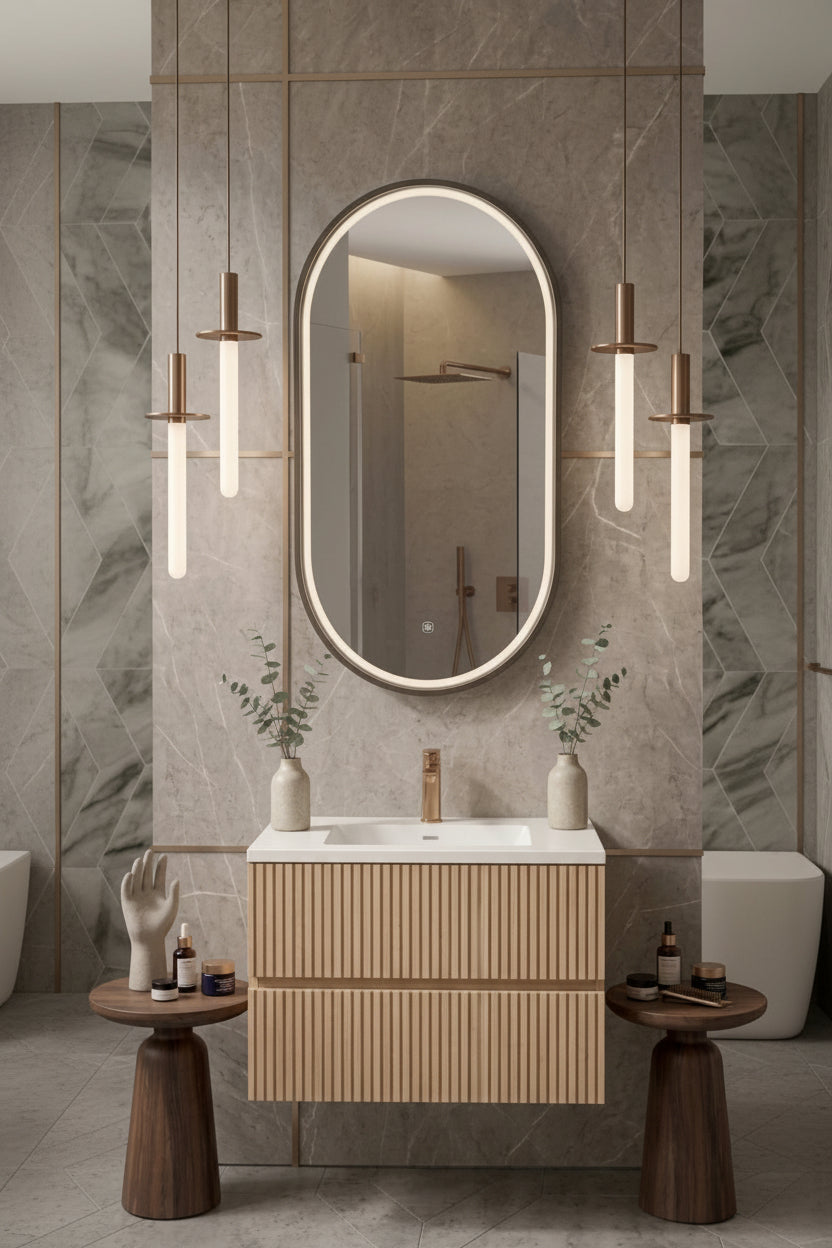 Espejo de baño LED ovalado con marco iluminado Rio – imagen 4