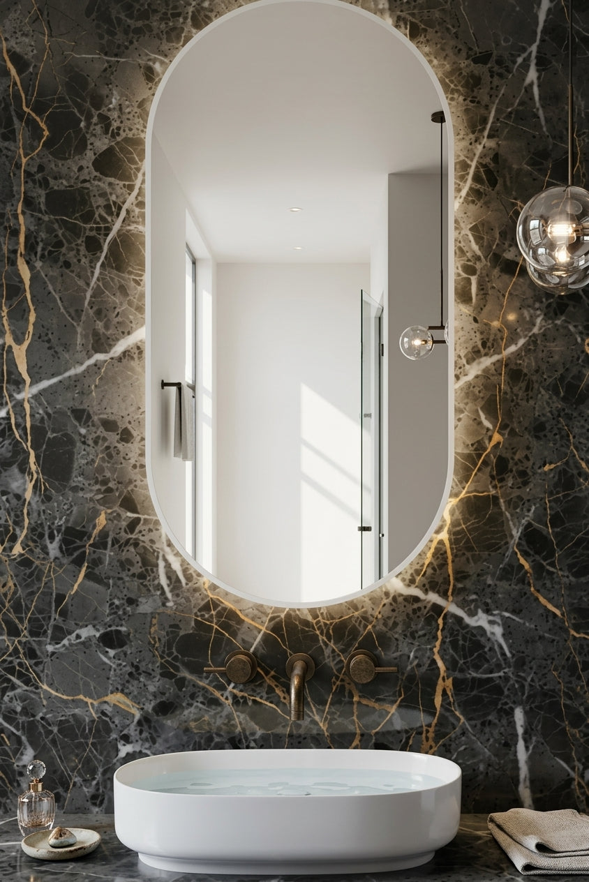 Espejo de baño LED ovalado con luz frontal y ambiental Diana – imagen 2