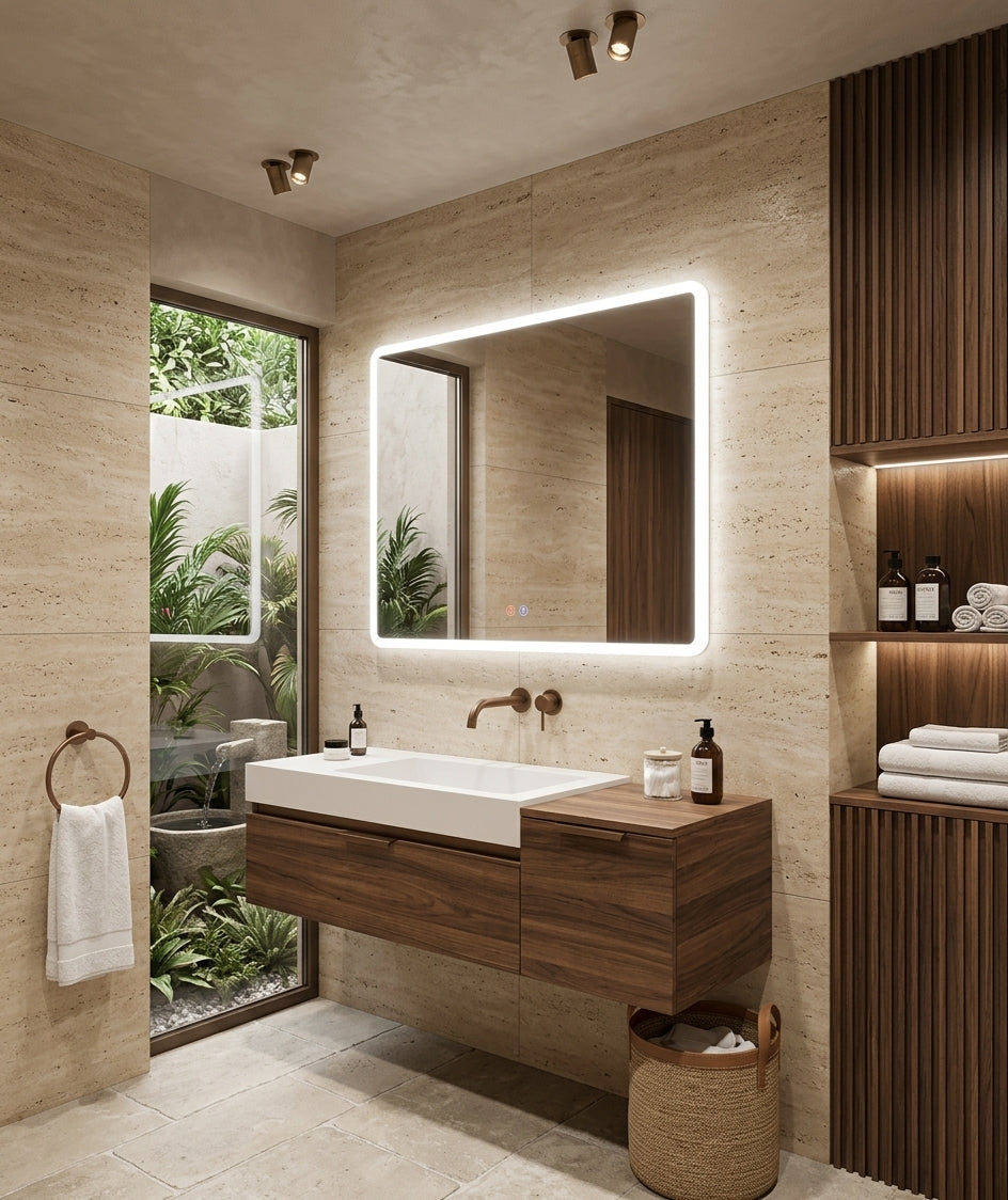 Espejo de baño LED rectangular con luz frontal Praga – imagen 4