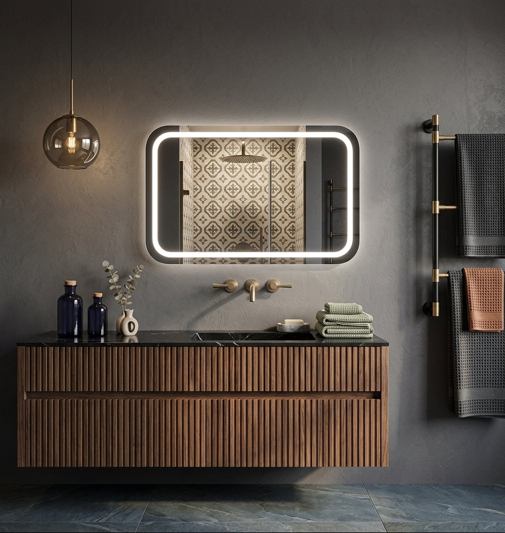 Espejo de baño LED rectangular con luz frontal Pina – imagen 3