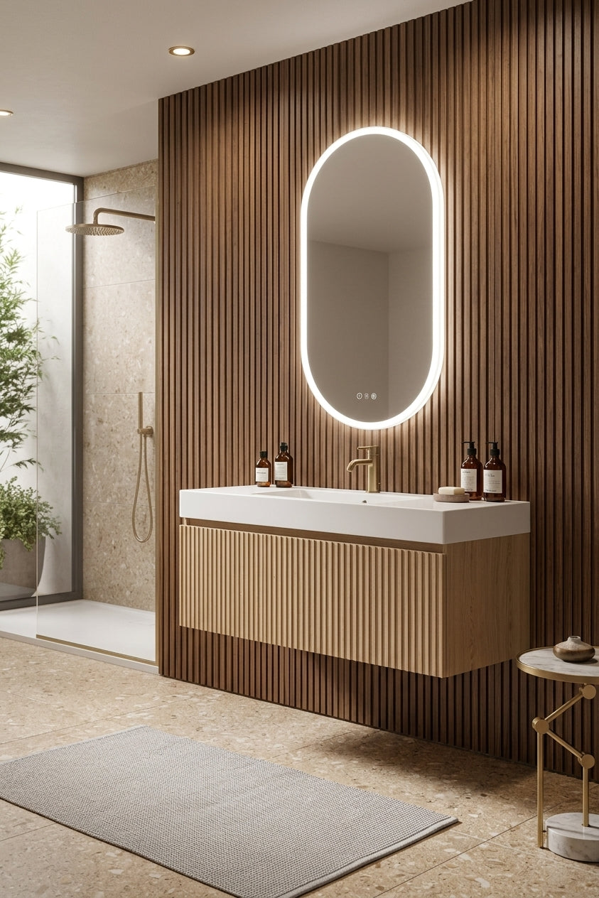 Espejo de baño LED ovalado con marco iluminado Canada – imagen 1