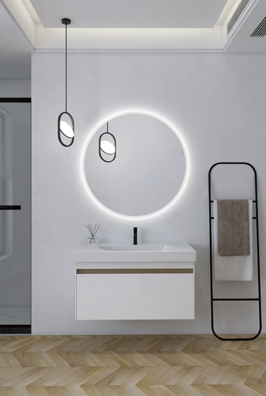 Espejo de baño LED redondo con luz frontal Bélgica – imagen 4