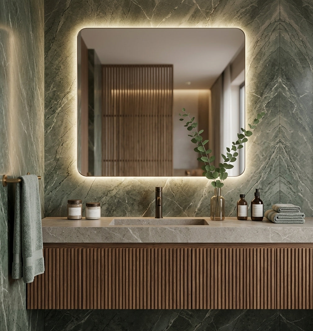 Espejo de baño LED rectangular retroiluminado Cleome – imagen 1