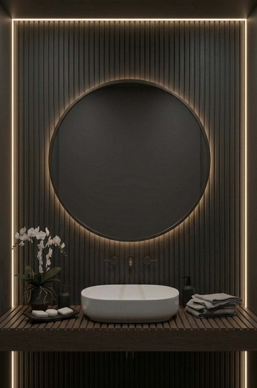Espejo de baño LED redondo retroiluminado Lunix – imagen 1