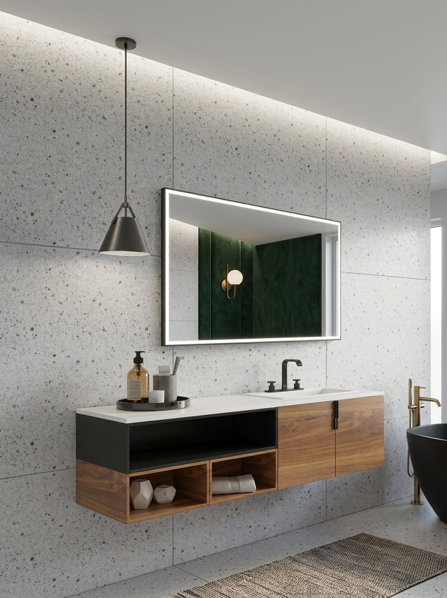 Espejo de baño LED rectangular con luz frontal Suiza – imagen 3
