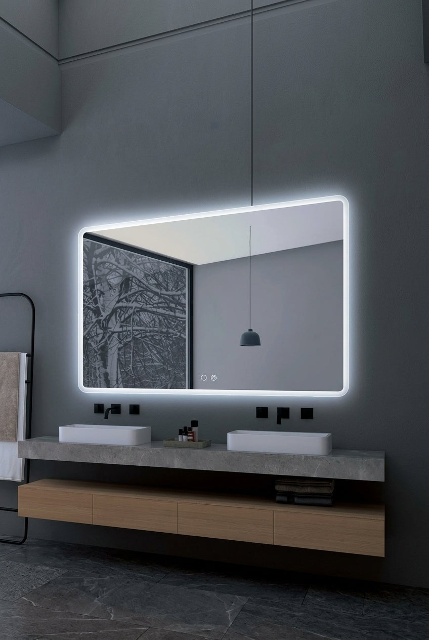 Espejo de baño LED rectangular con luz frontal Praga – imagen 2