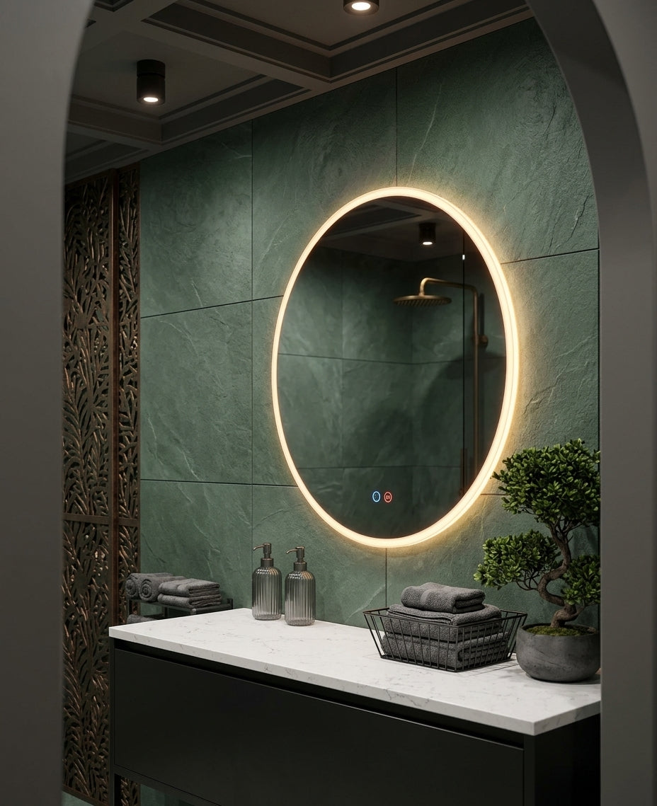 Espejo de baño LED redondo con marco iluminado Atenas – imagen 4