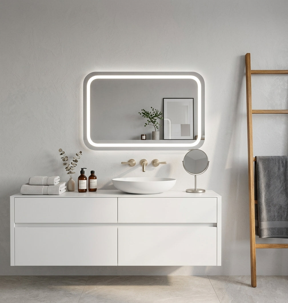 Espejo de baño LED rectangular con luz frontal Pina – imagen 2