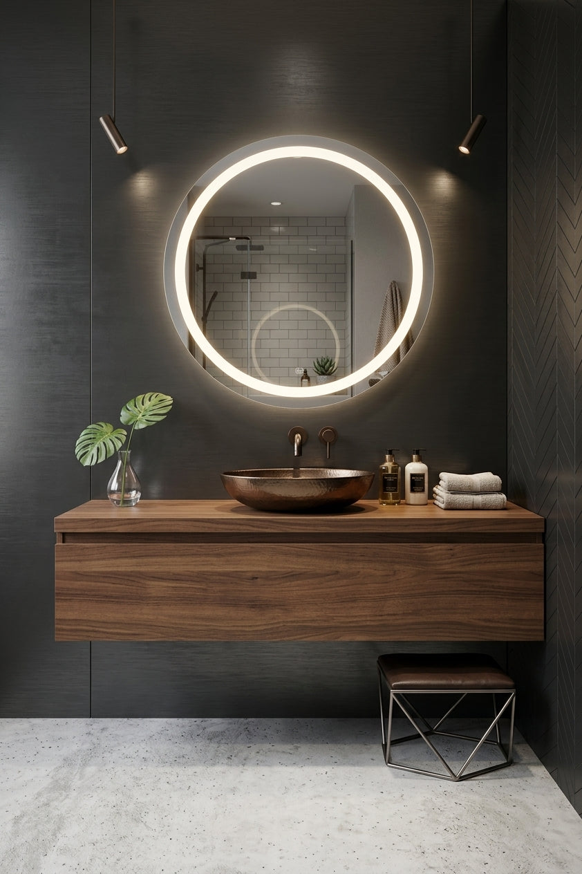Espejo de baño LED redondo con luz frontal Rand – imagen 3