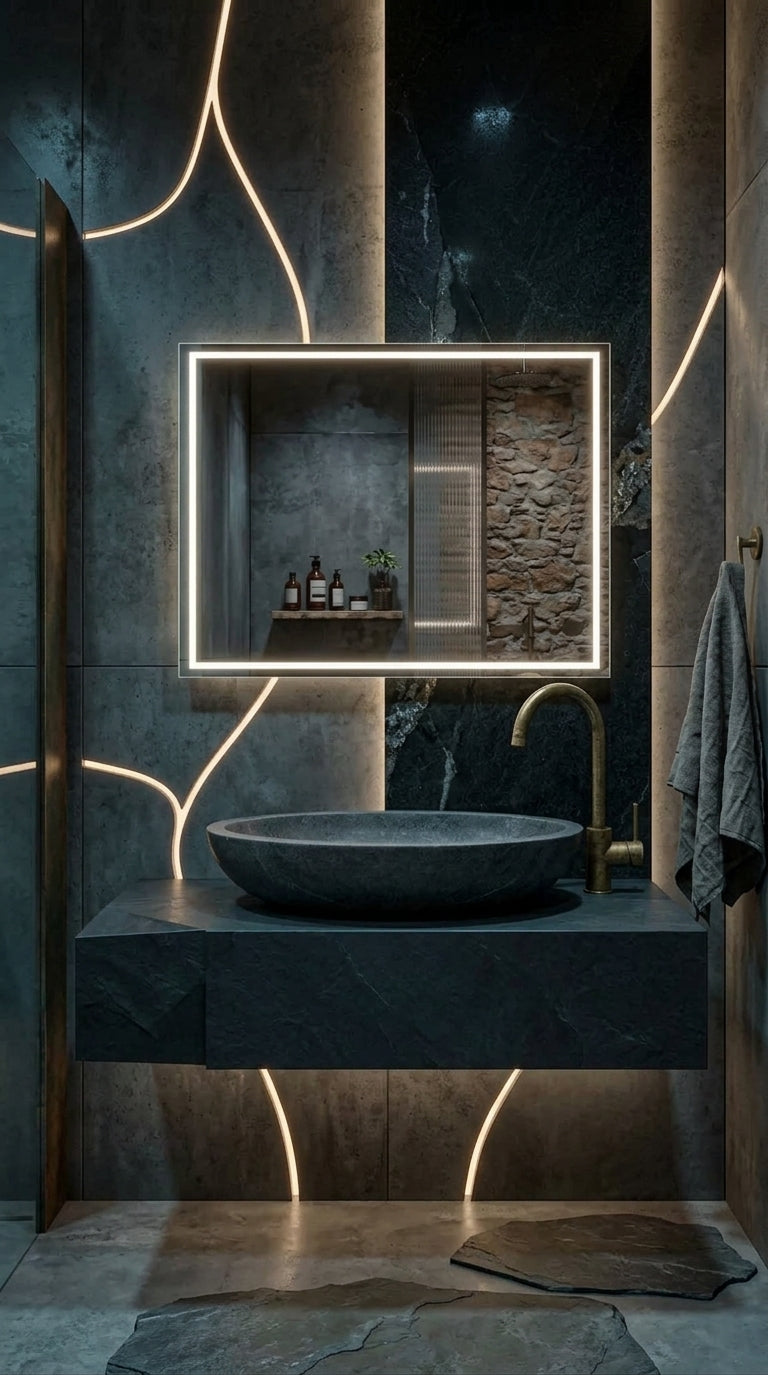 Espejo de baño LED rectangular con luz frontal Cedrus – imagen 5