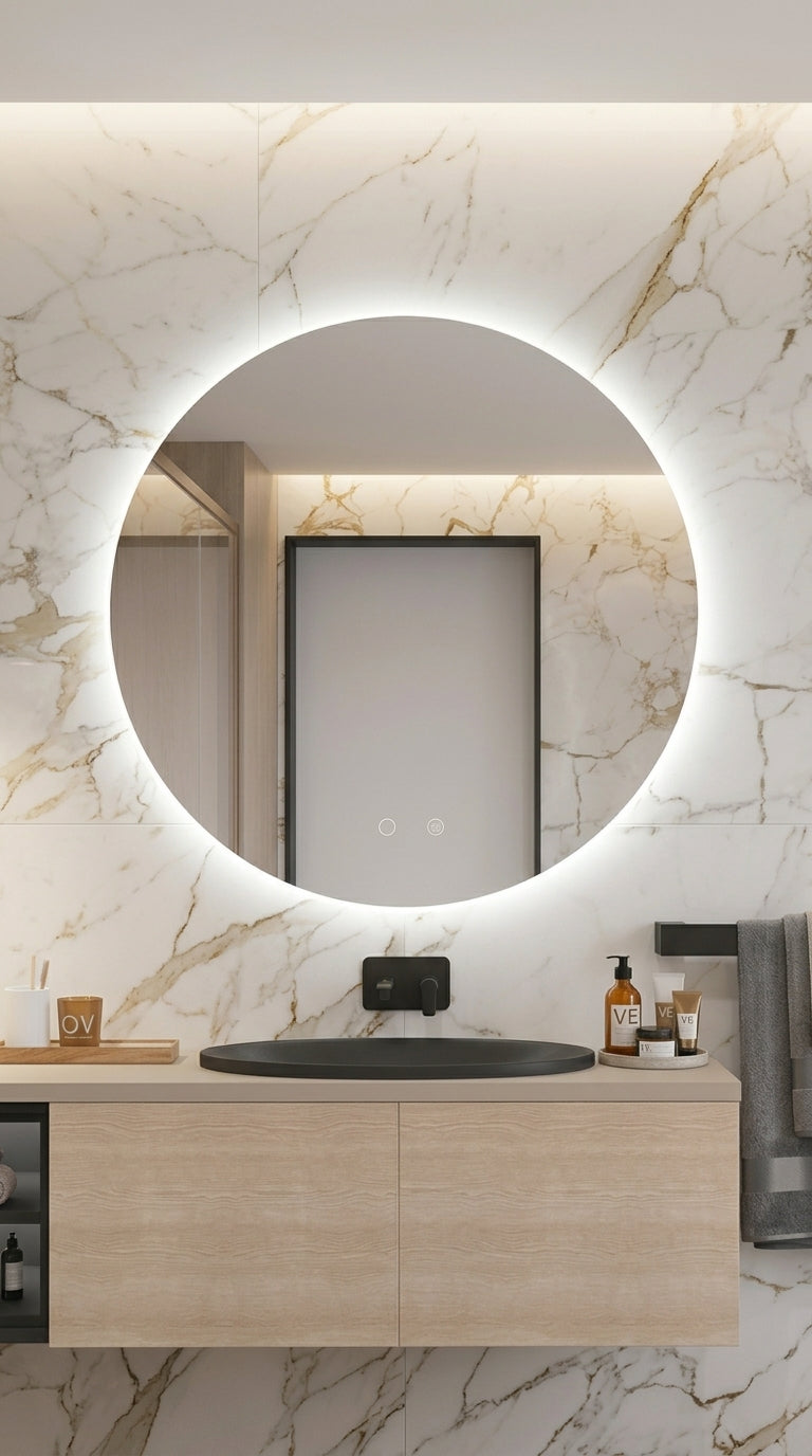 Espejo de baño LED redondo retroiluminado Lisboa – imagen 2
