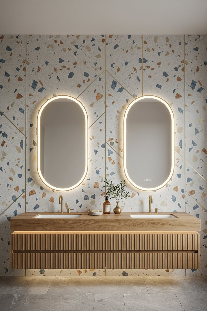 Espejo de baño LED ovalado con marco iluminado Rio – imagen 1