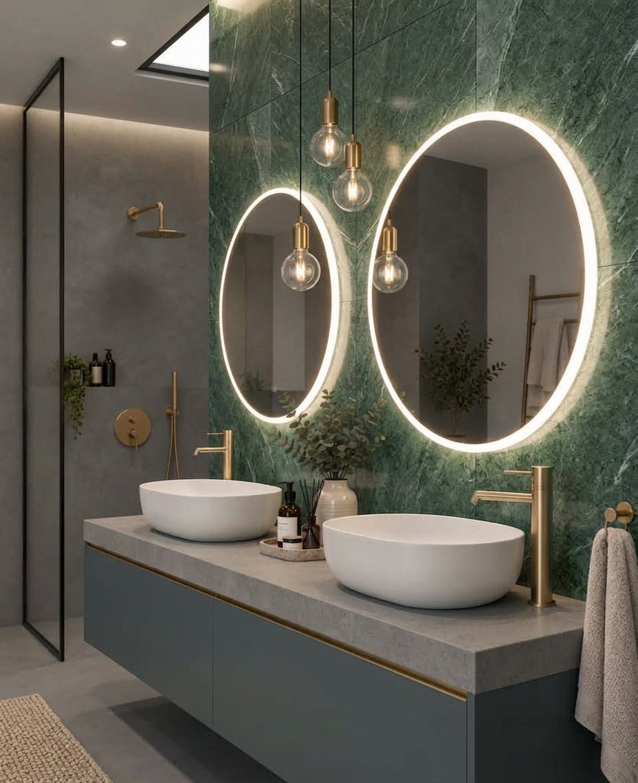 Espejo de baño LED redondo con luz frontal Bélgica – imagen 3