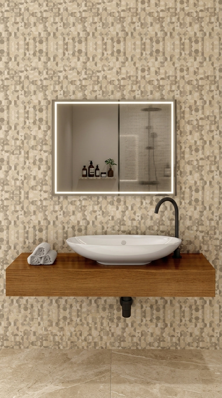 Espejo de baño LED rectangular con luz frontal Cedrus – imagen 2