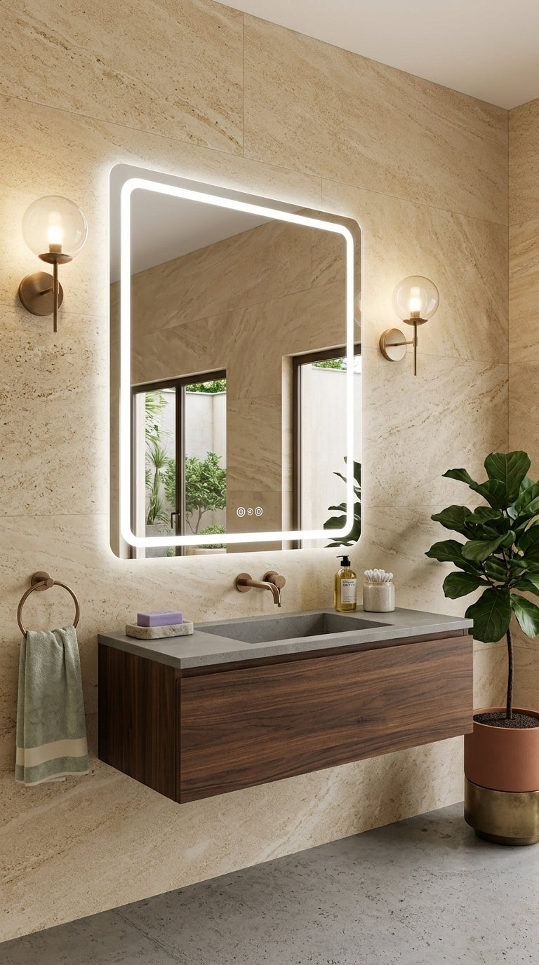Espejo de baño LED rectangular con luz frontal Grecia – imagen 3