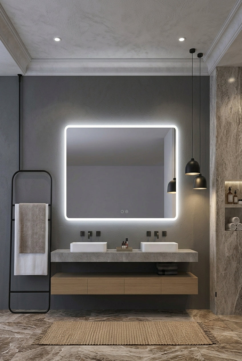 Espejo de baño LED rectangular con luz frontal Praga – imagen 5