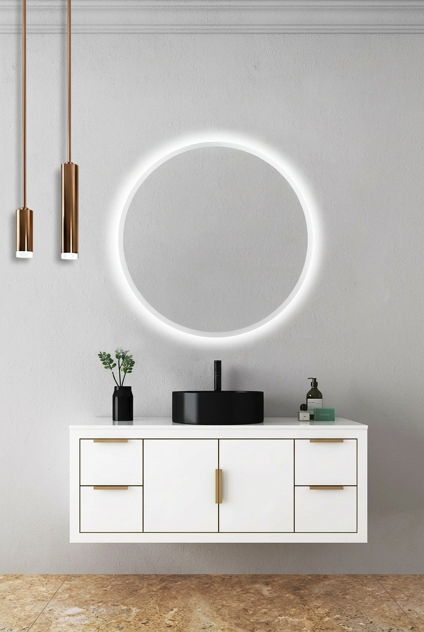 Espejo de baño LED redondo con luz frontal Bélgica – imagen 2