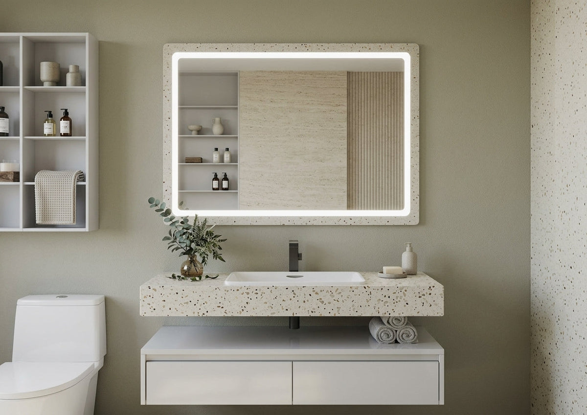 Espejo de baño LED rectangular con luz frontal Pina – imagen 5