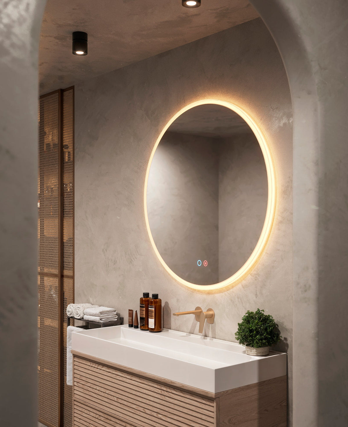 Espejo de baño LED redondo con marco iluminado Atenas – imagen 1