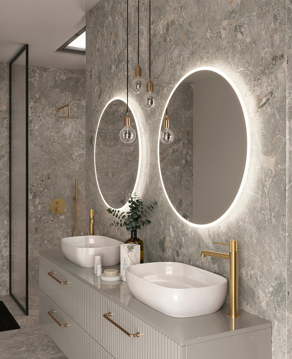 Espejo de baño LED redondo con luz frontal Bélgica – imagen 1