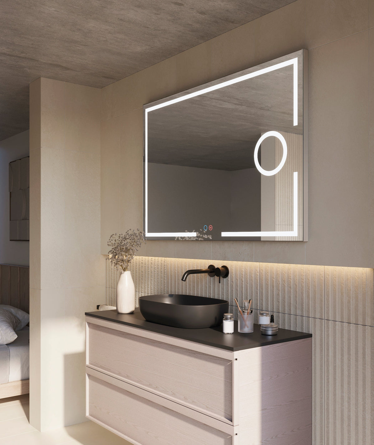 Espejo de baño LED rectangular con luz frontal Malta – imagen 1