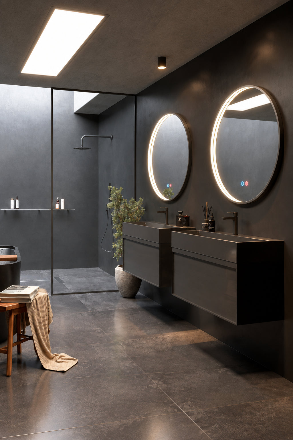Espejo de baño LED redondo con marco iluminado Nepal – imagen 1