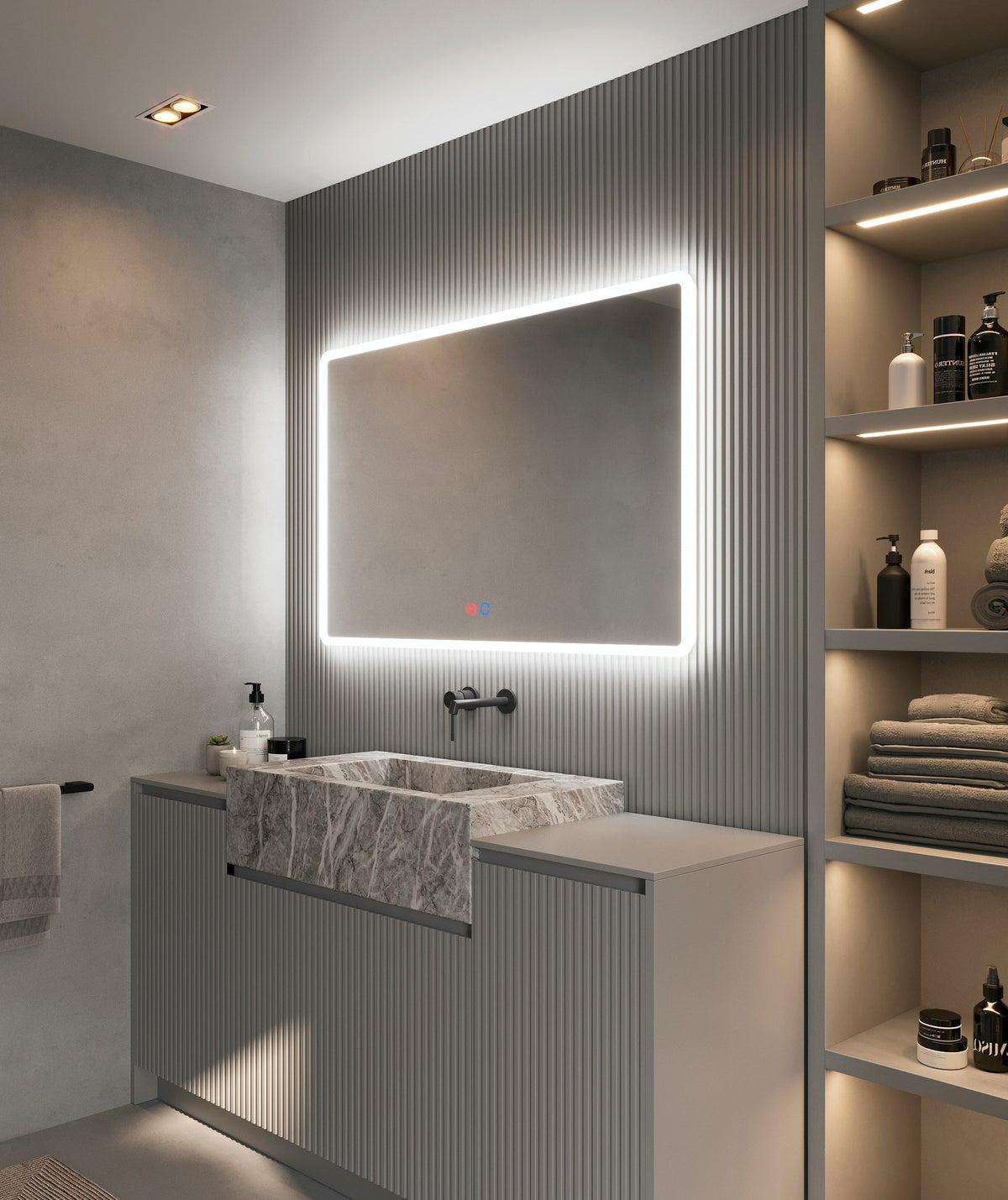 Espejo de baño LED rectangular con luz frontal Praga – imagen 1