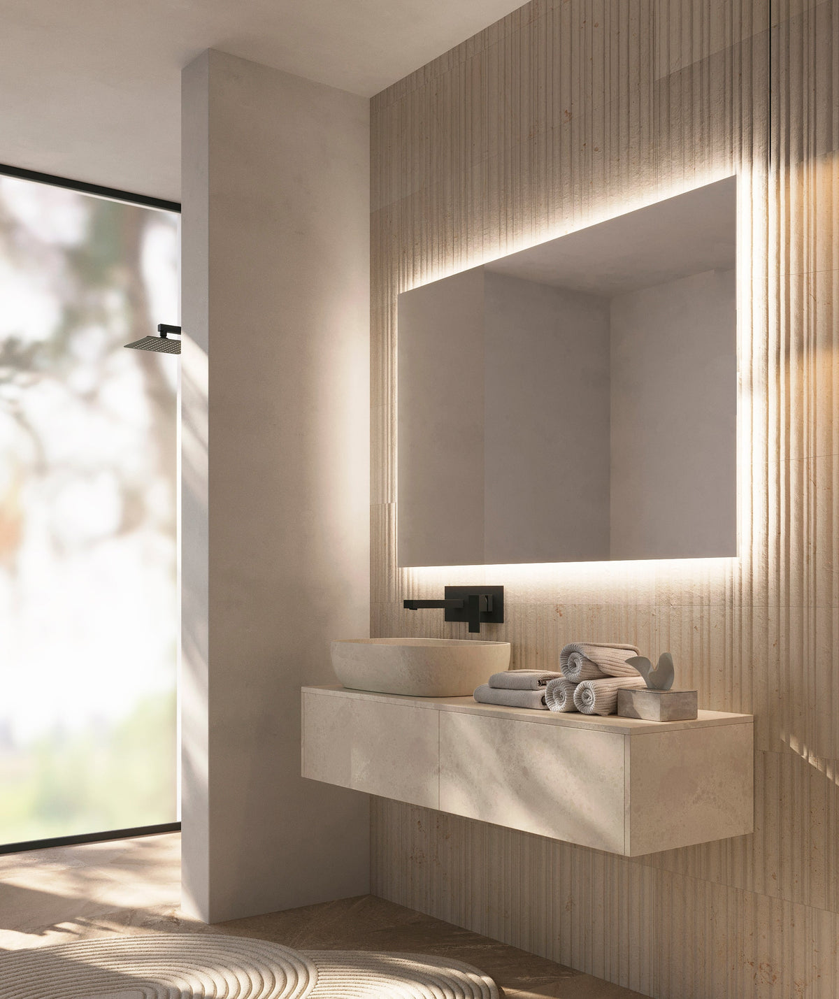 Espejo de baño LED rectangular retroiluminado Suecia – imagen 1