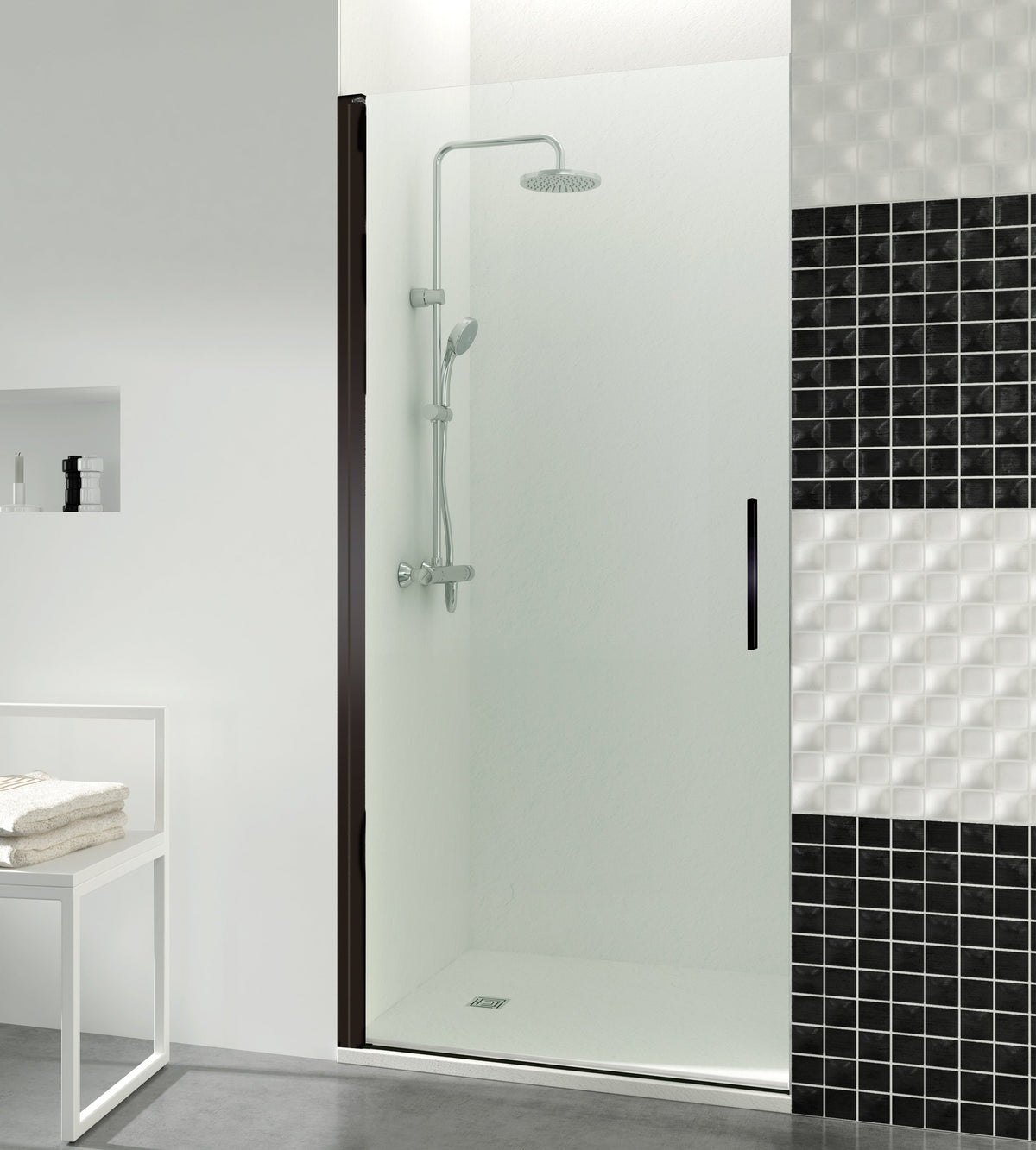 Mampara de ducha abatible Open transparente 40-86 cm GME – Negro – imagen 4