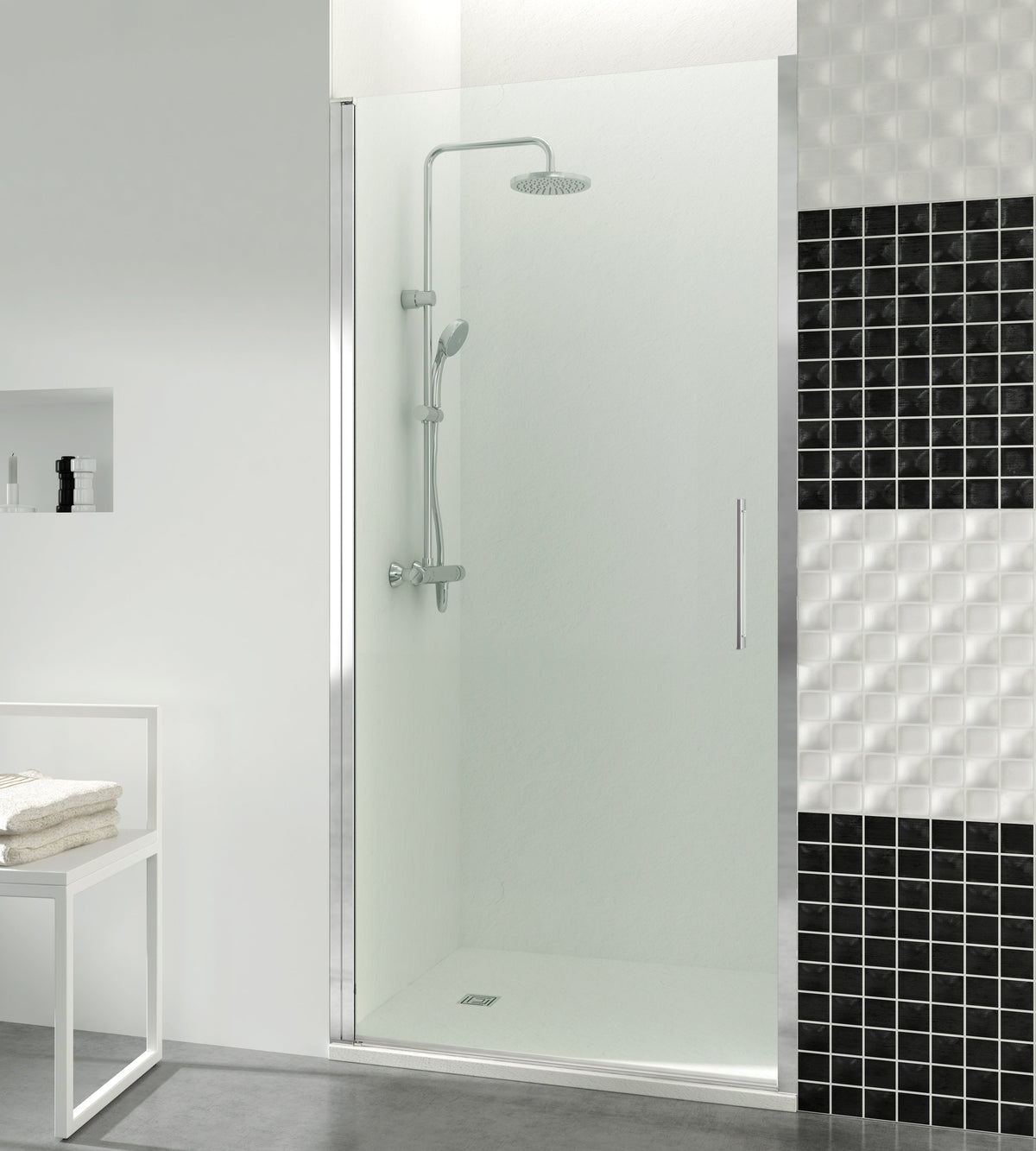 Mampara de ducha abatible Open transparente 42-88 cm GME – Cromo
