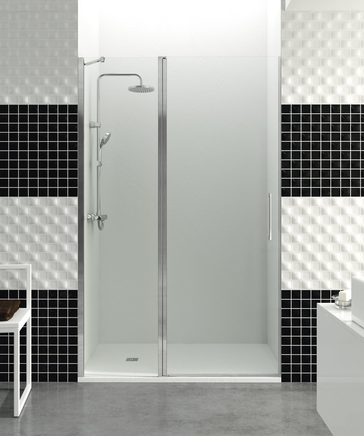 Mampara de ducha abatible Open transparente 67-142 cm GME – Cromo