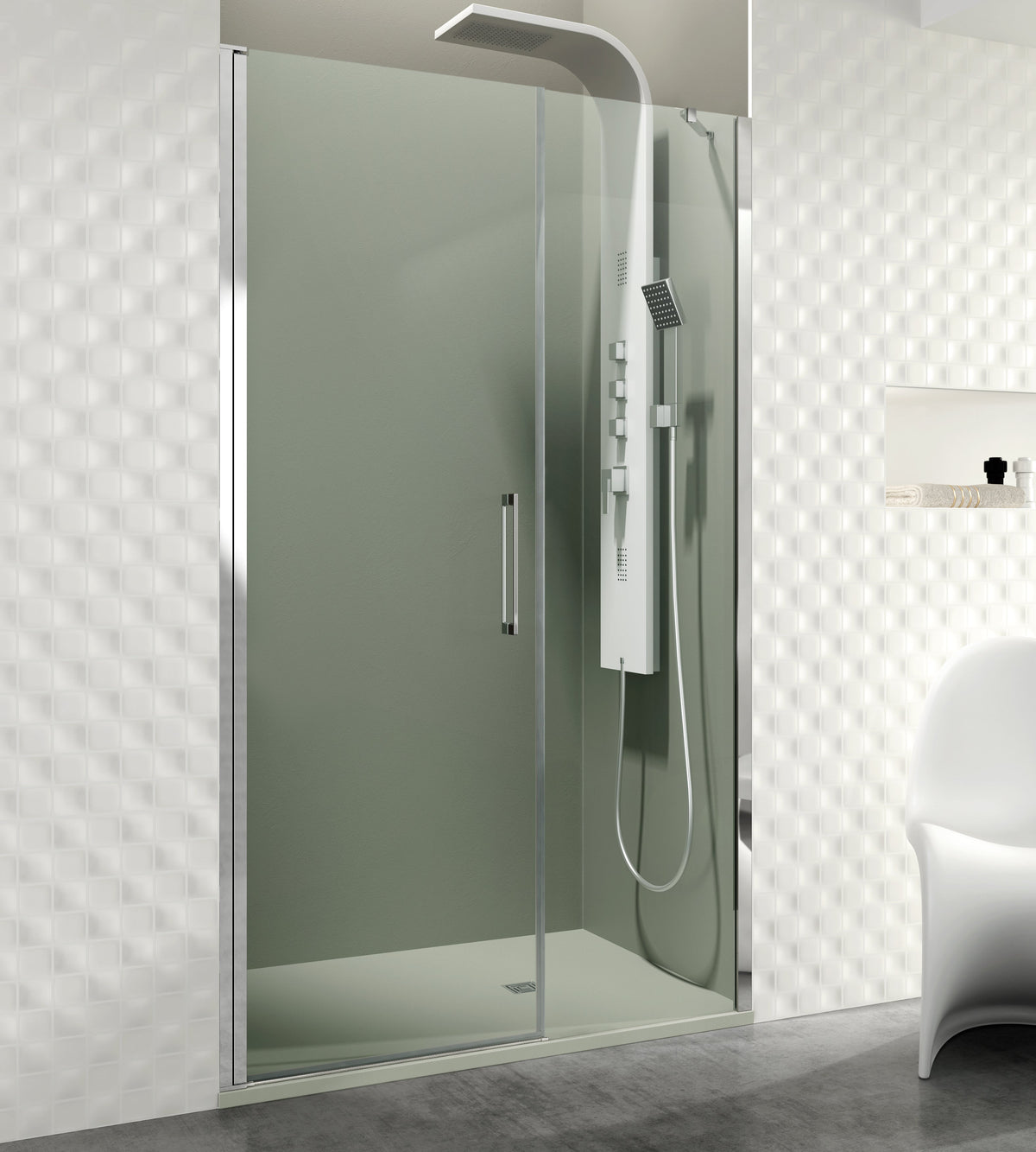 Mampara de ducha abatible Open transparente 67-143 cm GME – Cromo