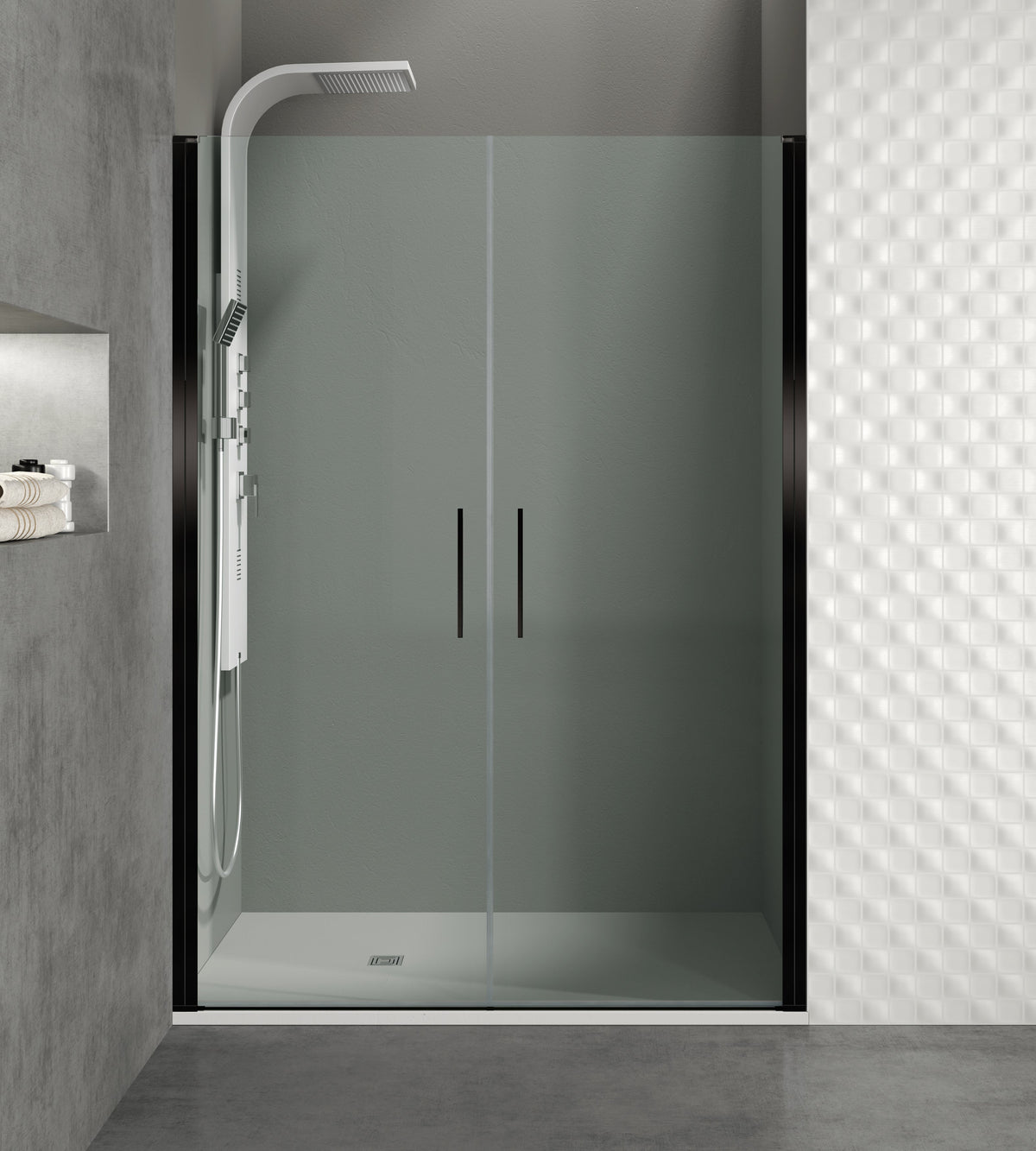 Mampara de ducha abatible Open transparente 77-169 cm GME – Negro – imagen 4