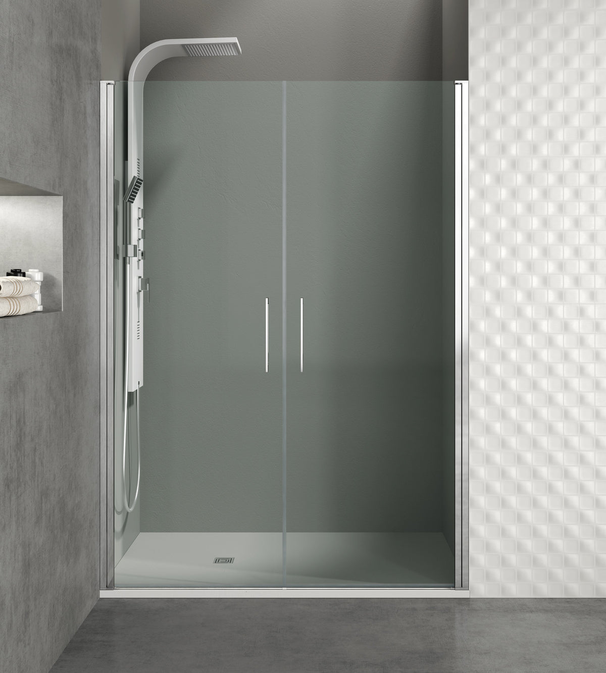 Mampara de ducha abatible Open transparente 77-169 cm GME – Cromo