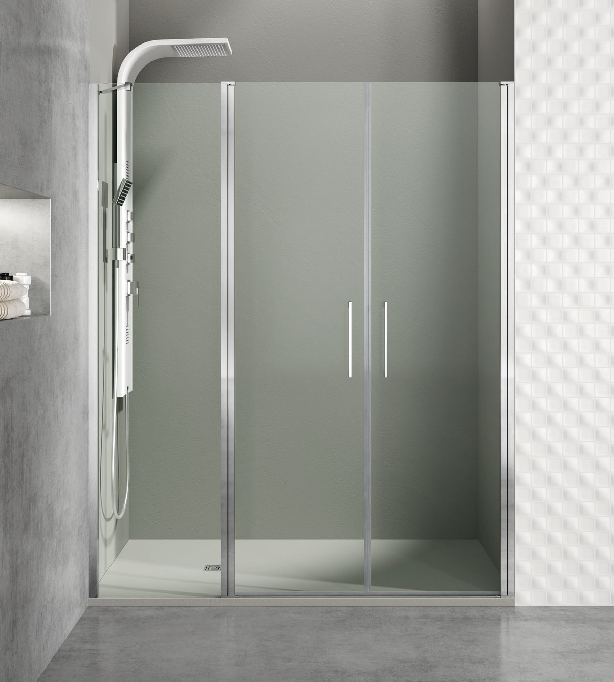 Mampara de ducha abatible Open transparente 94-214 cm GME – Cromo