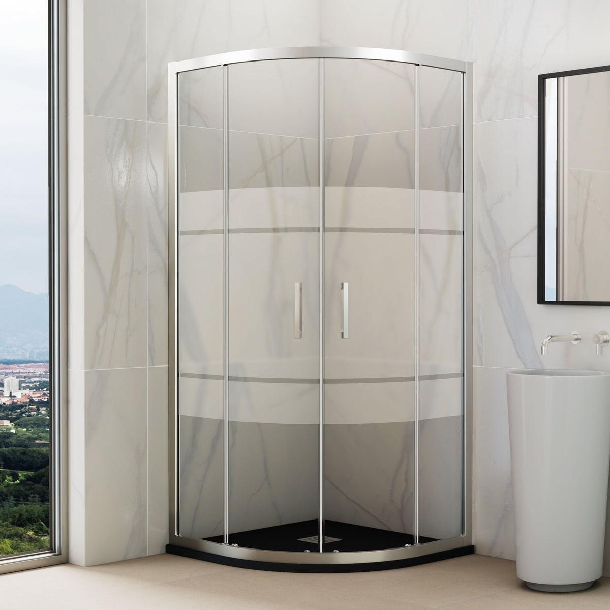 Mampara de ducha corredera semicircular Titan frost GME