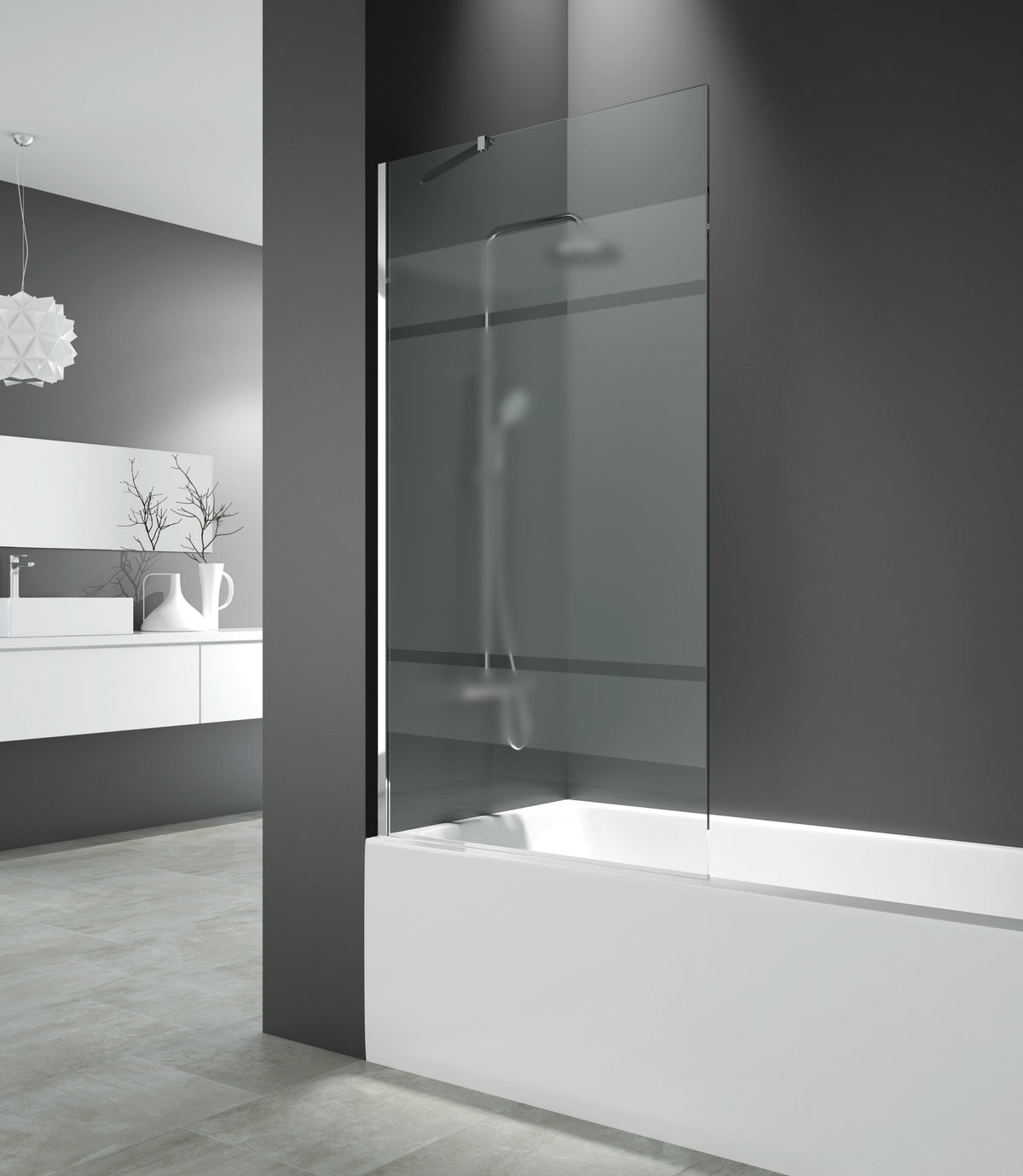 Mampara de bañera fija Screen frost GME – Cromo